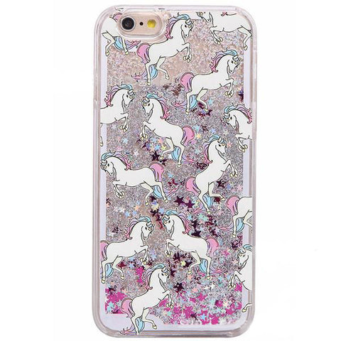 Glitter Waterfall Phone Case - Unicorn - Silver