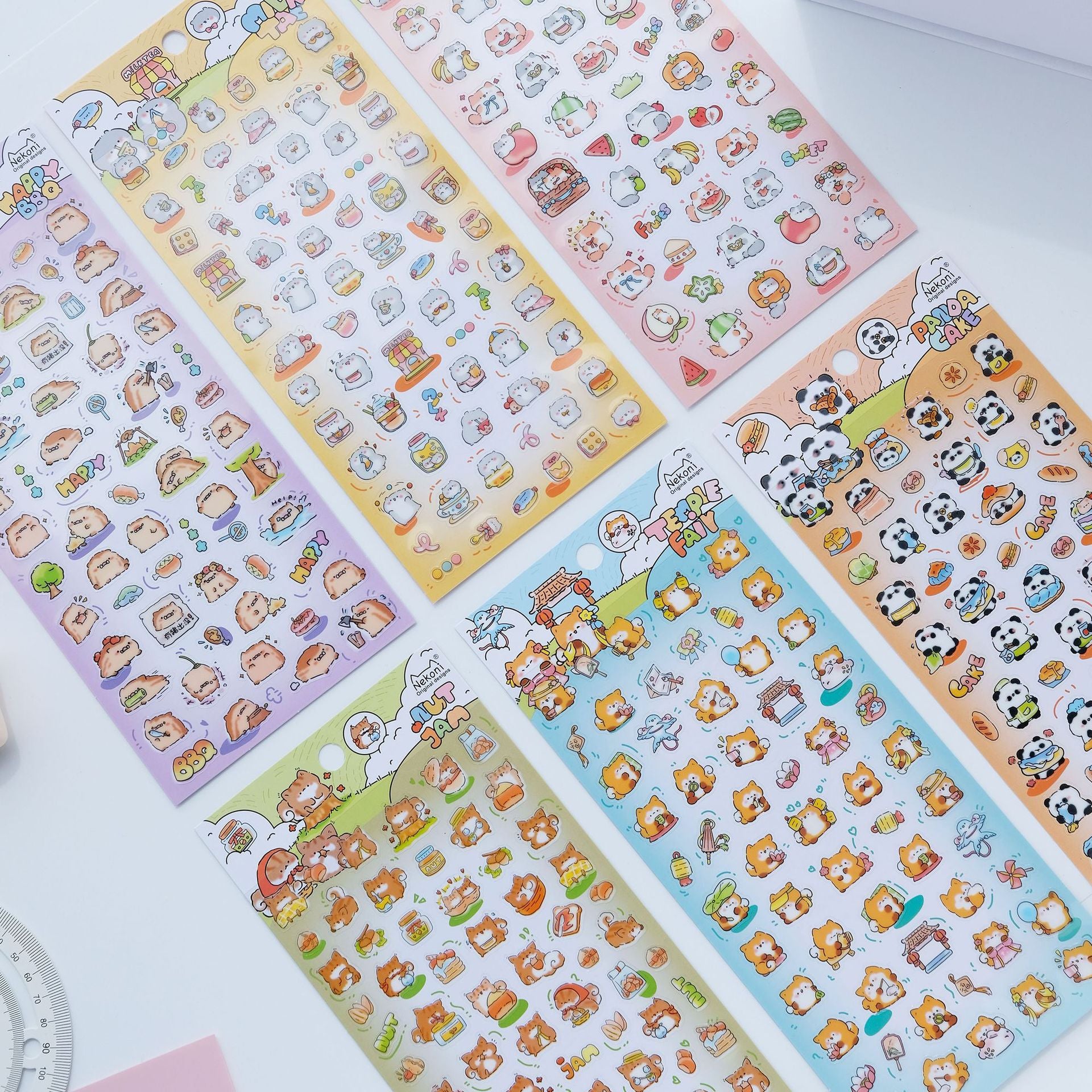 Nekoni Sticker: Hamster-Fox-Cat-Squirrel-Panda-Pig