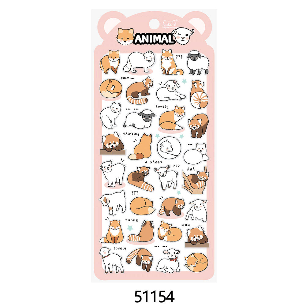 Nekoni Animal Sticker: Dog-Lamb-Kitty-Squirrel-Panda-BIrd