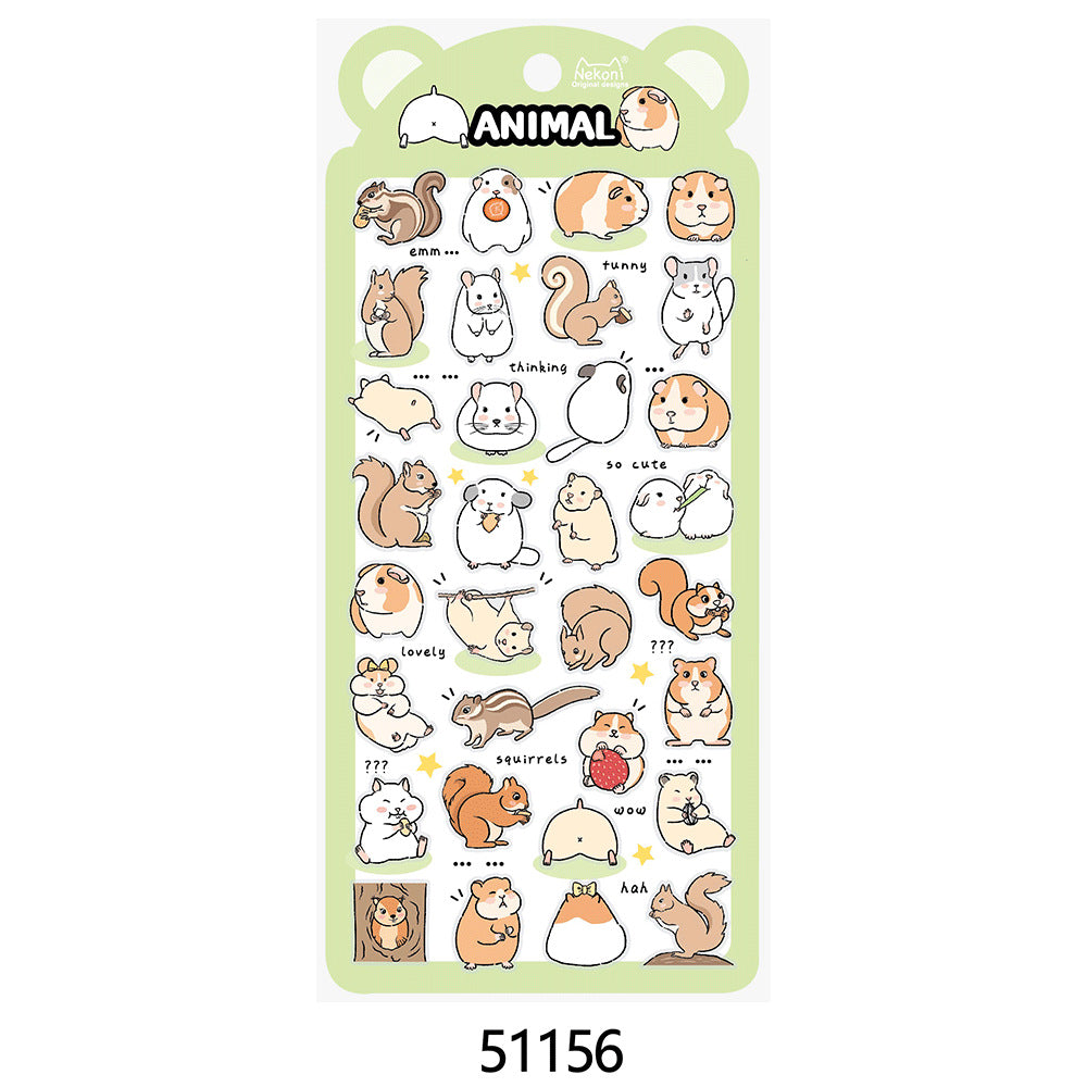 Nekoni Animal Sticker: Dog-Lamb-Kitty-Squirrel-Panda-BIrd