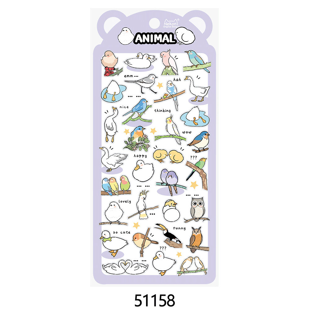 Nekoni Animal Sticker: Dog-Lamb-Kitty-Squirrel-Panda-BIrd