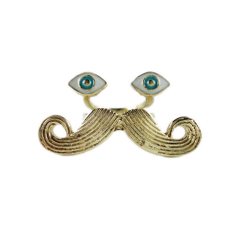 Eyes and Moustache Ring