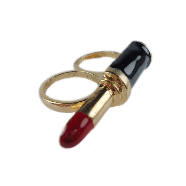 Kick-ass Red Lipstick Two-Finger Ring