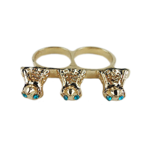 Three Monkeys Two-Finger Ring