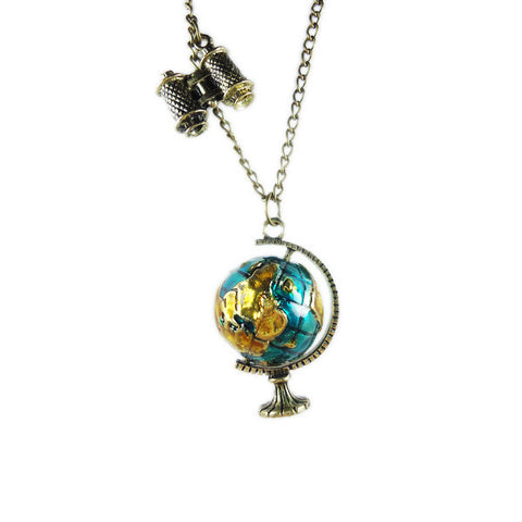 Globe and Telescope Necklace