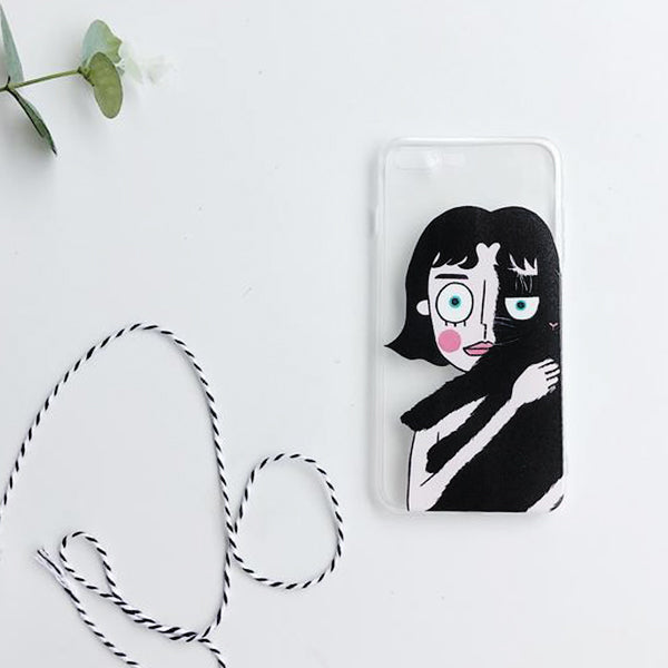 Half Cat Lady (Clear) Phone Case