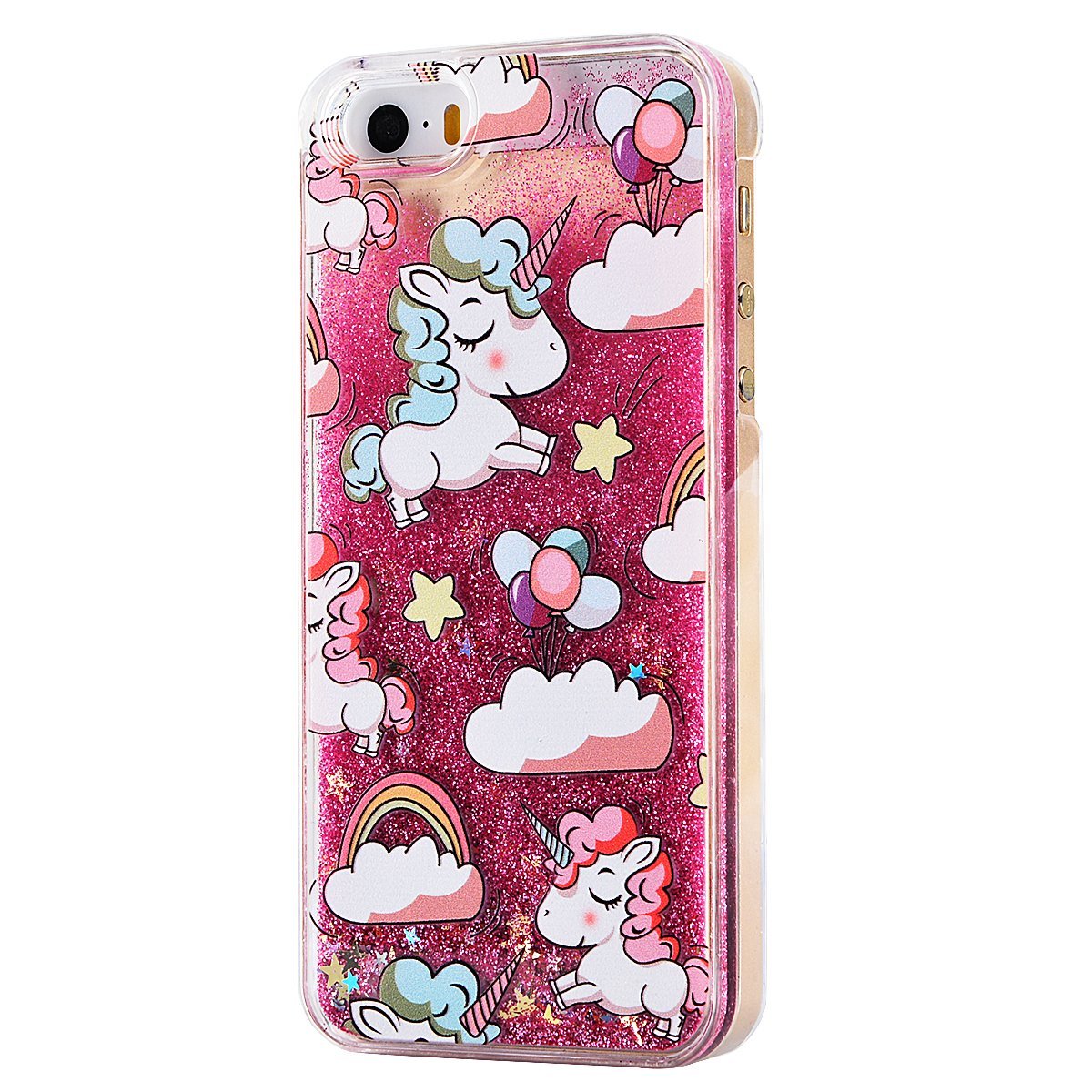 Glitter Waterfall Phone Case - Unicorn over Rainow Pink