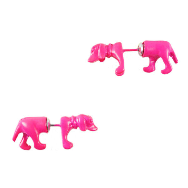 Neon Daschund Front and Back Earrings