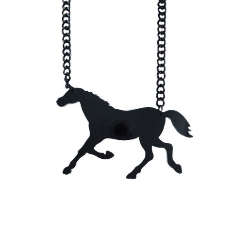 Black Horse Laser-Cut Necklace