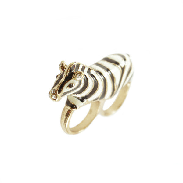 Zebra Two-Finger Ring