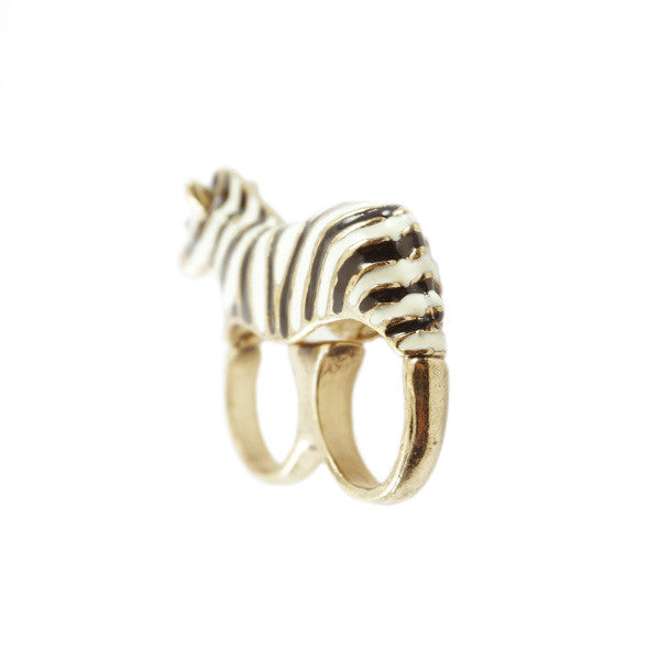 Zebra Two-Finger Ring