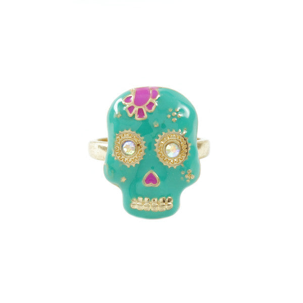 Skull with Flower Ring