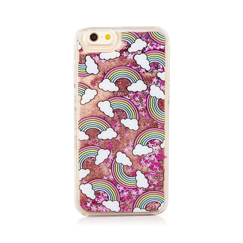 Glitter Waterfall Phone Case - Rainbow - Pink